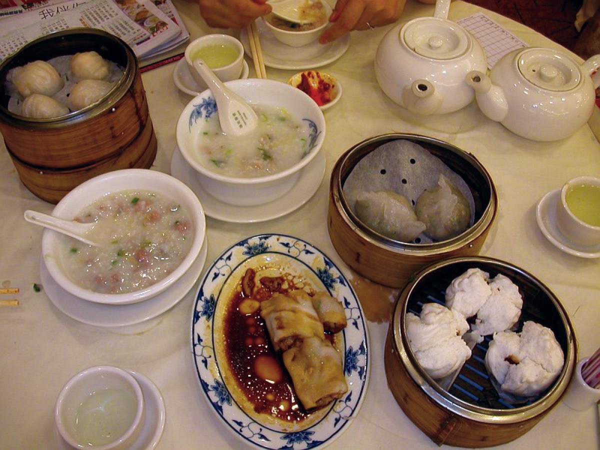 dimsum steamer met dumplings