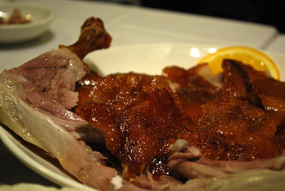 Beijing duck roast with crispy skin and succulent meat