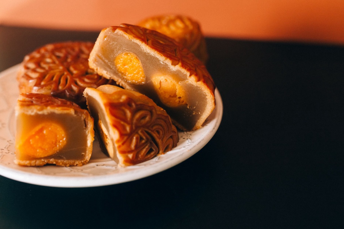 traditional chinese mooncake packaging in a wooden box