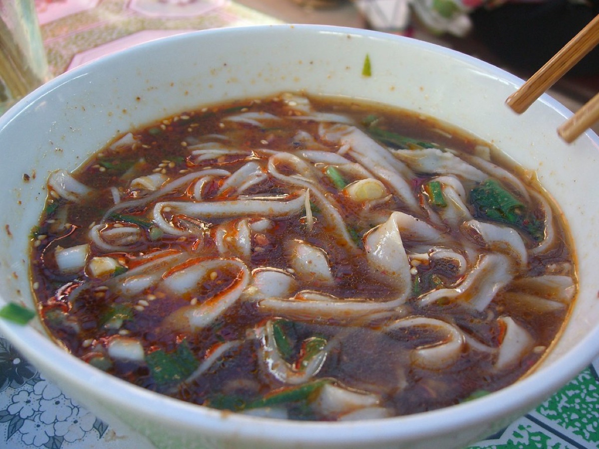 ethnic minority food stall with traditional dishes