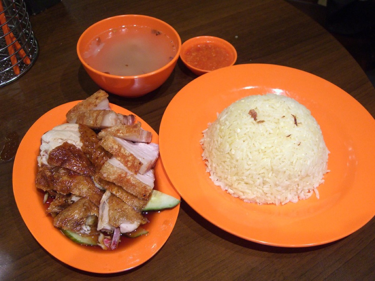 Stall with steamed rice and noodles
