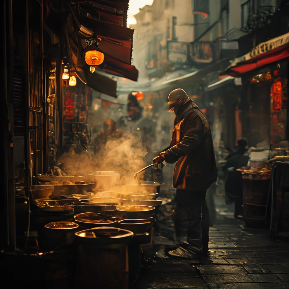Street vendor selling hot pot